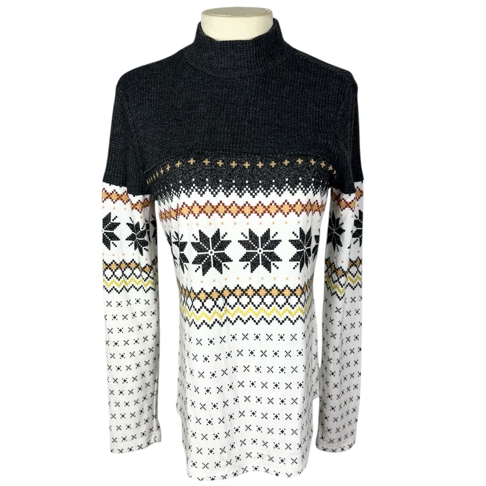 Maurice Long Sleeve Thermal Top Snowflakes‎ Nordic Fair Isle Size Medium